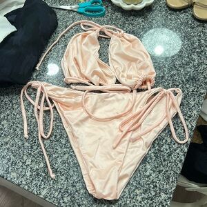 Pink shiny bikini set